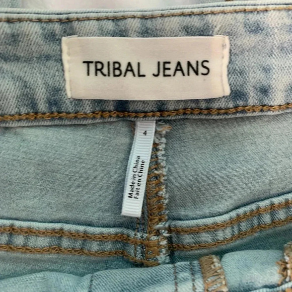 Tribal Audrey Mid Rise Straight Crop Gold Dipped Pull On Jeans Size 4 - Picture 12 of 14